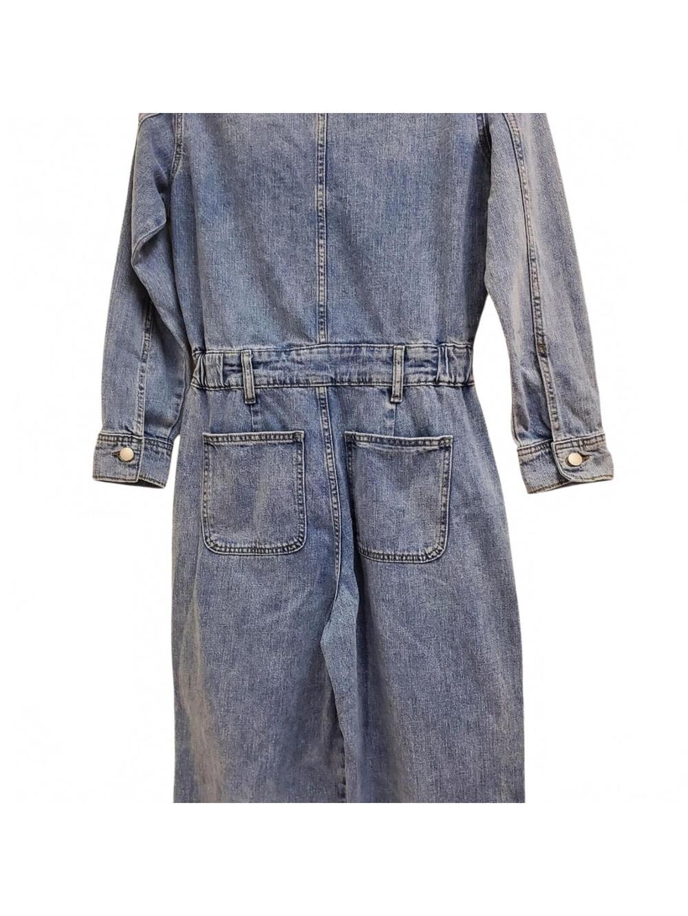 Universal Thread Denim Jumpsuit Boiler Suit Women's Size 4R Blue Button Front - Picture 7 of 8